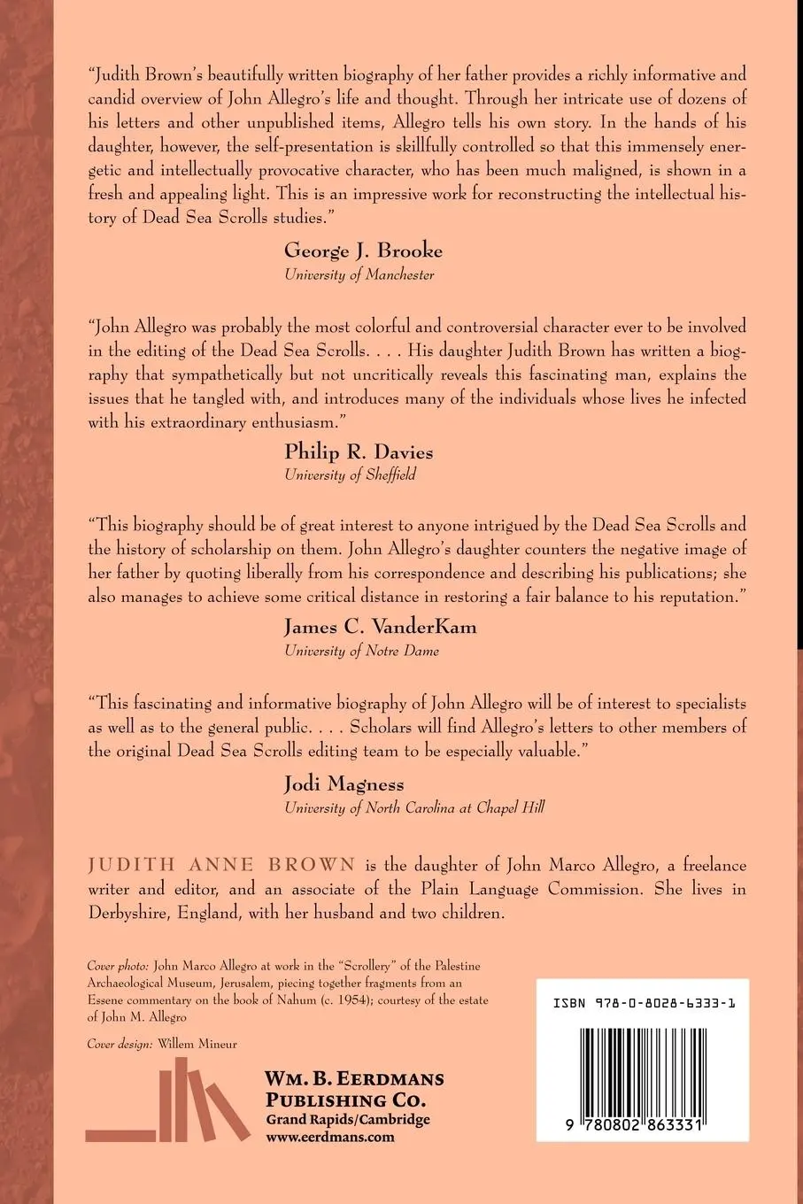 Rückseite: 9780802863331 | John Marco Allegro | The Maverick of the Dead Sea Scrolls | Brown