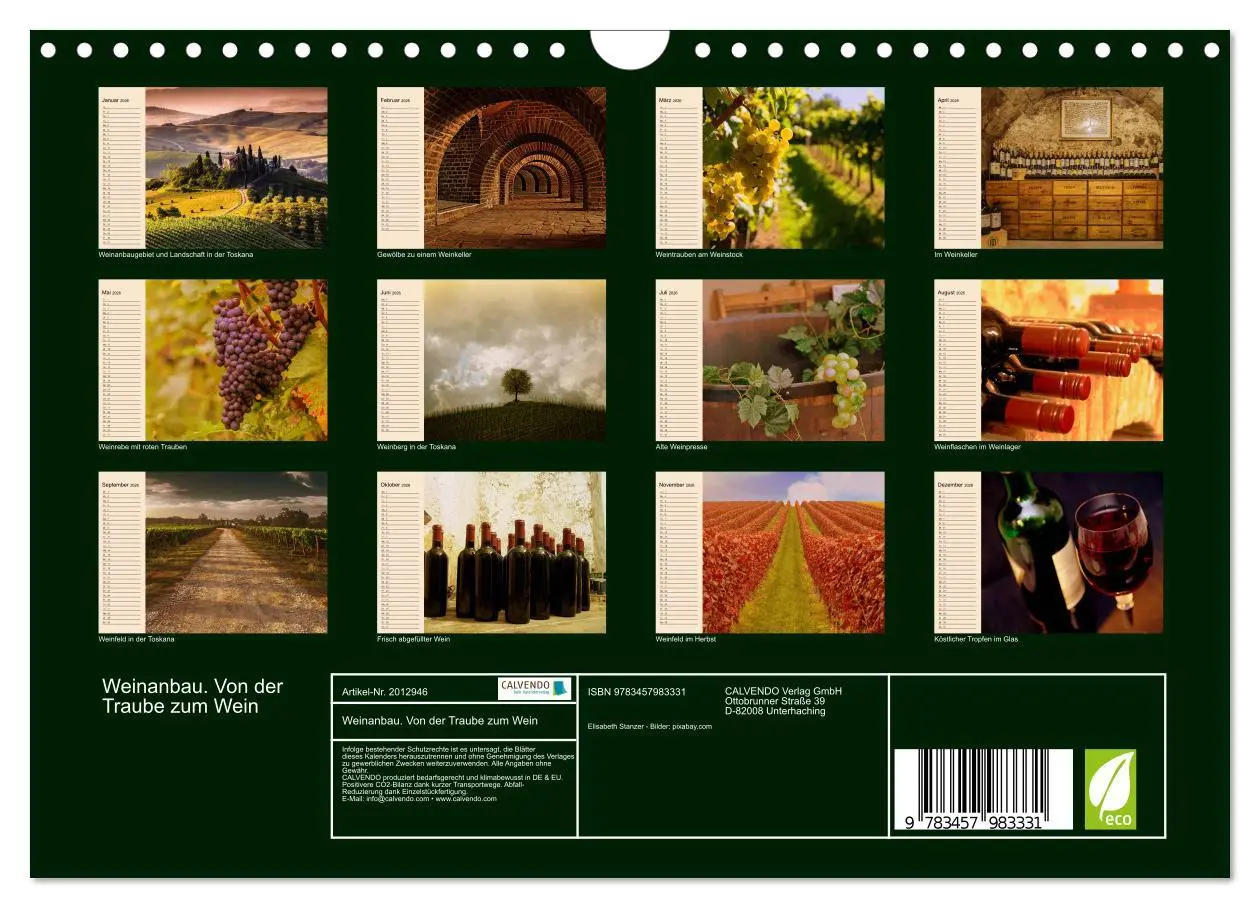 Bild: 9783457983331 | Weinanbau. Von der Traube zum Wein (Wandkalender 2026 DIN A4 quer),...