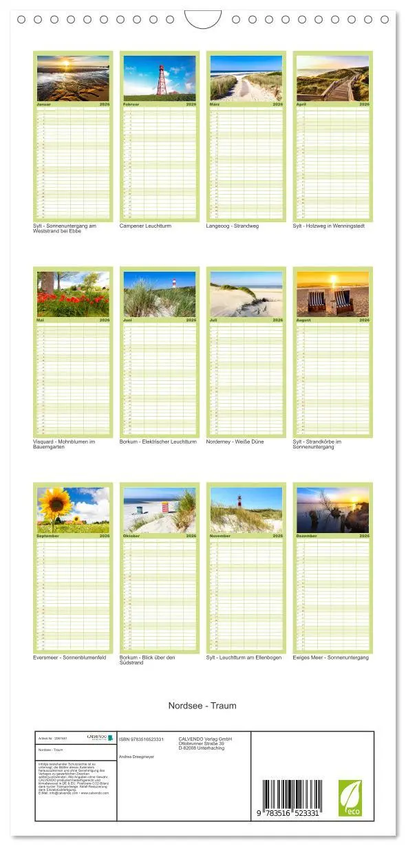 Bild: 9783516523331 | Familienplaner 2026 - Nordsee - Traum mit 5 Spalten (Wandkalender,...