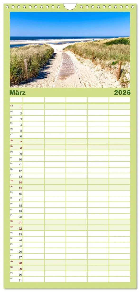 Bild: 9783516523331 | Familienplaner 2026 - Nordsee - Traum mit 5 Spalten (Wandkalender,...