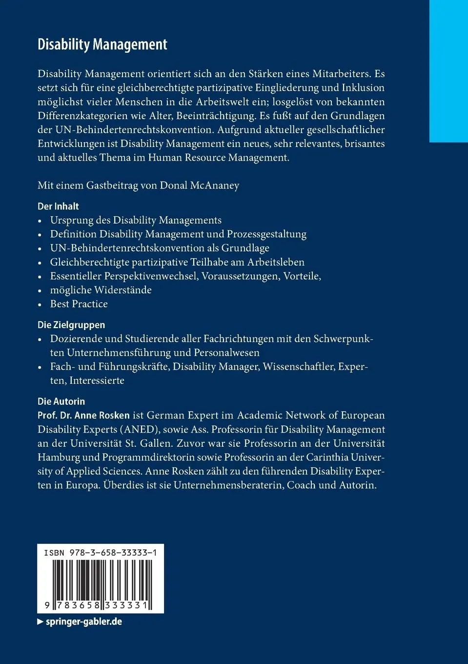 Rückseite: 9783658333331 | Disability Management | Anne Rosken | Taschenbuch | ix | Deutsch