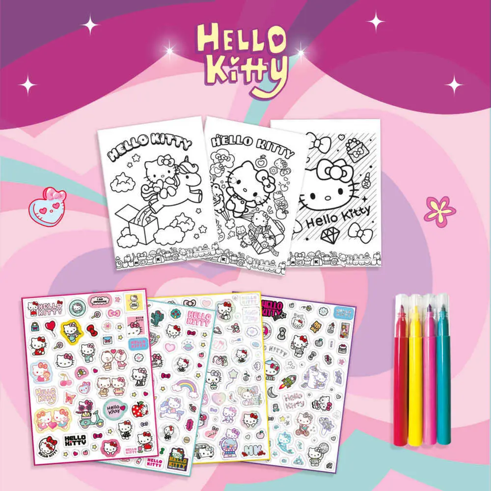 Bild: 9788833513331 | Hello Kitty Super Stickers Ausmalbuch In Display 12 | Taschenbuch