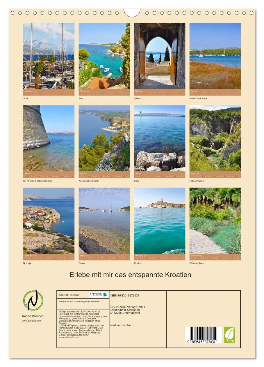Bild: 9783516373431 | Erlebe mit mir das entspannte Kroatien (Wandkalender 2026 DIN A3...