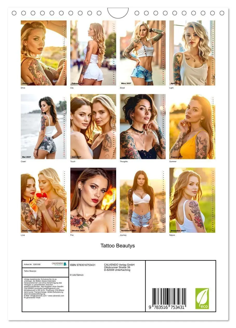 Bild: 9783516753431 | Tattoo Beautys (Wandkalender 2027 DIN A4 hoch), CALVENDO...