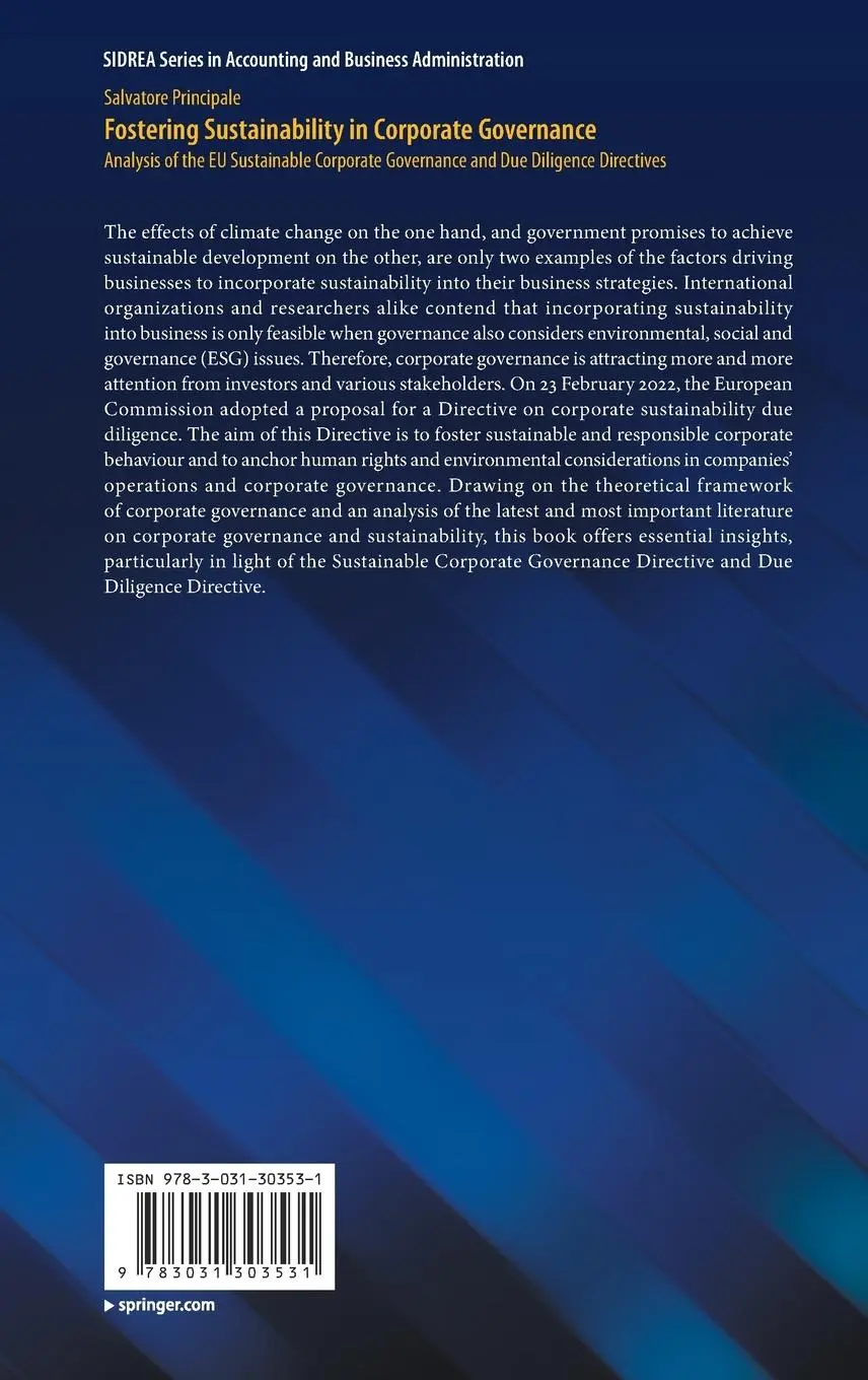 Rückseite: 9783031303531 | Fostering Sustainability in Corporate Governance | Principale | Buch