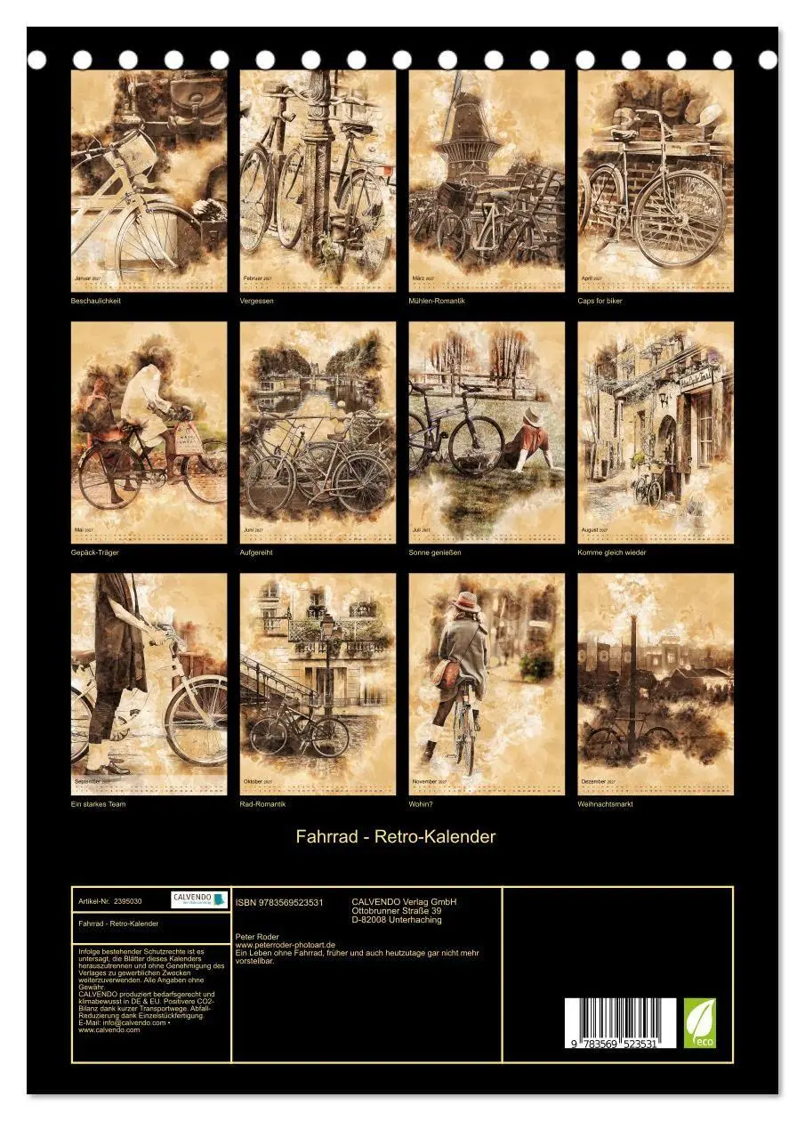 Bild: 9783569523531 | Fahrrad - Retro-Kalender (Tischkalender 2027 DIN A5 hoch), CALVENDO...