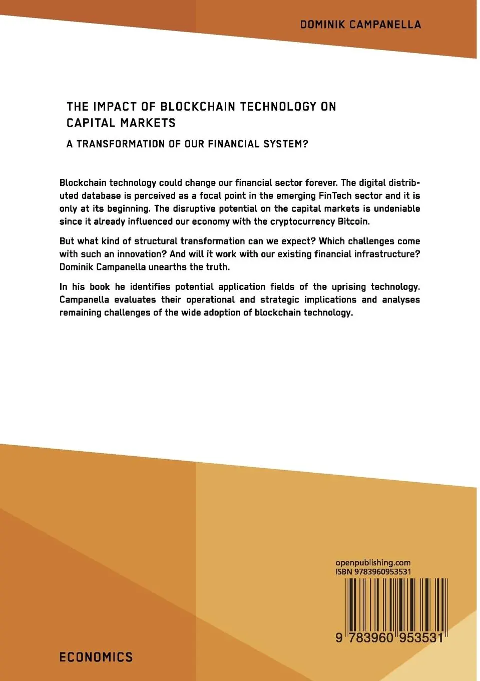 Rückseite: 9783960953531 | The Impact of Blockchain Technology on Capital Markets. A...
