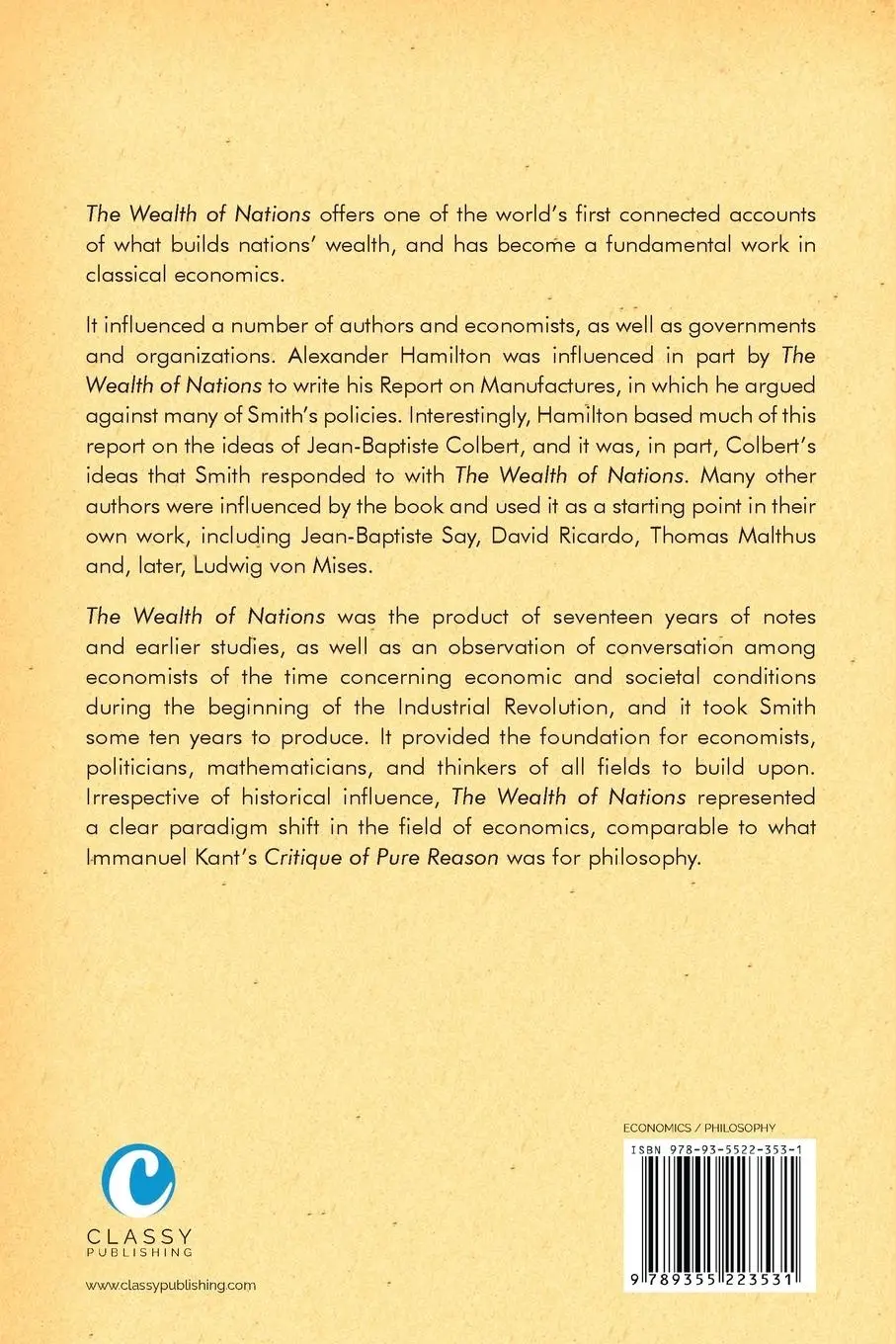 Rückseite: 9789355223531 | The Wealth of Nations | Adam Smith | Taschenbuch | Englisch | 2023