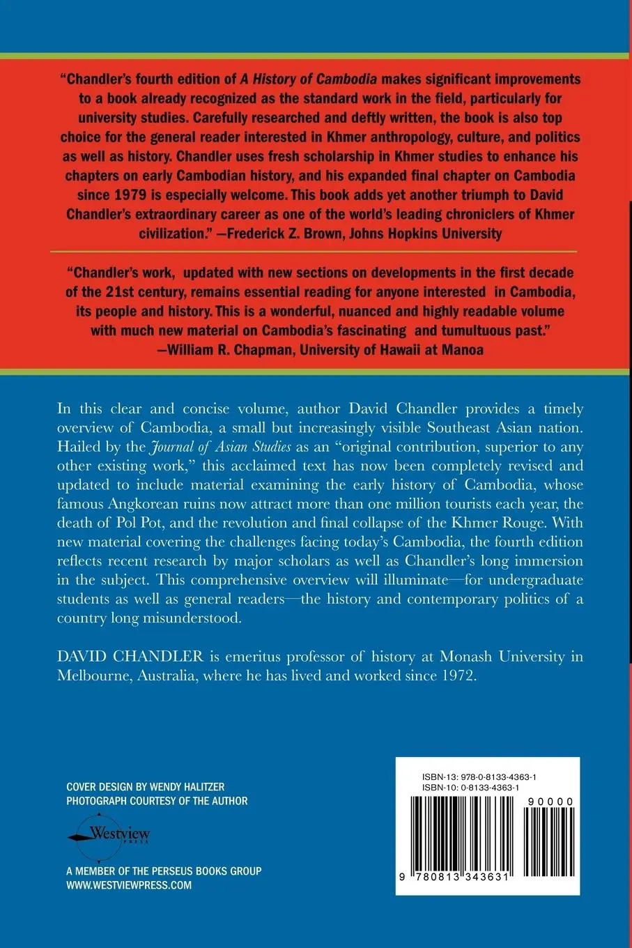 Rückseite: 9780813343631 | A History of Cambodia | David Chandler | Taschenbuch | Englisch | 2007