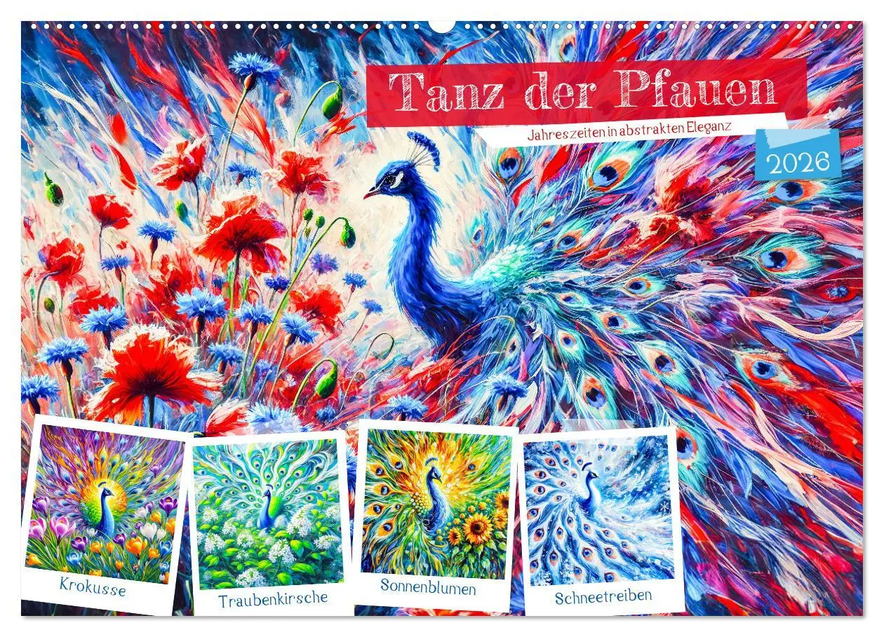 Cover: 9783457333631 | Tanz der Pfauen - Jahreszeiten in abstrakter Eleganz (Wandkalender...