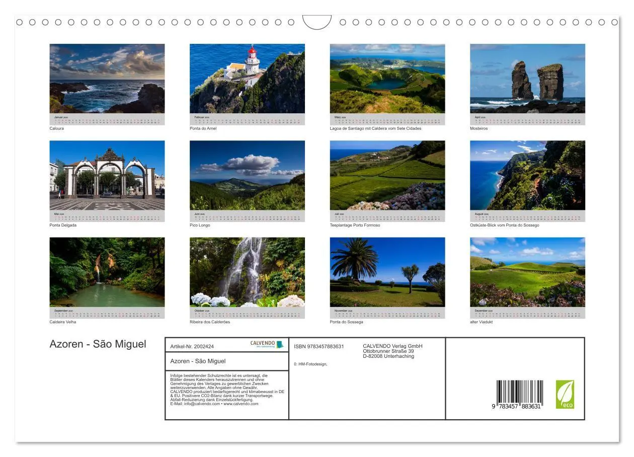 Bild: 9783457883631 | Azoren - São Miguel (Wandkalender 2026 DIN A3 quer), CALVENDO...