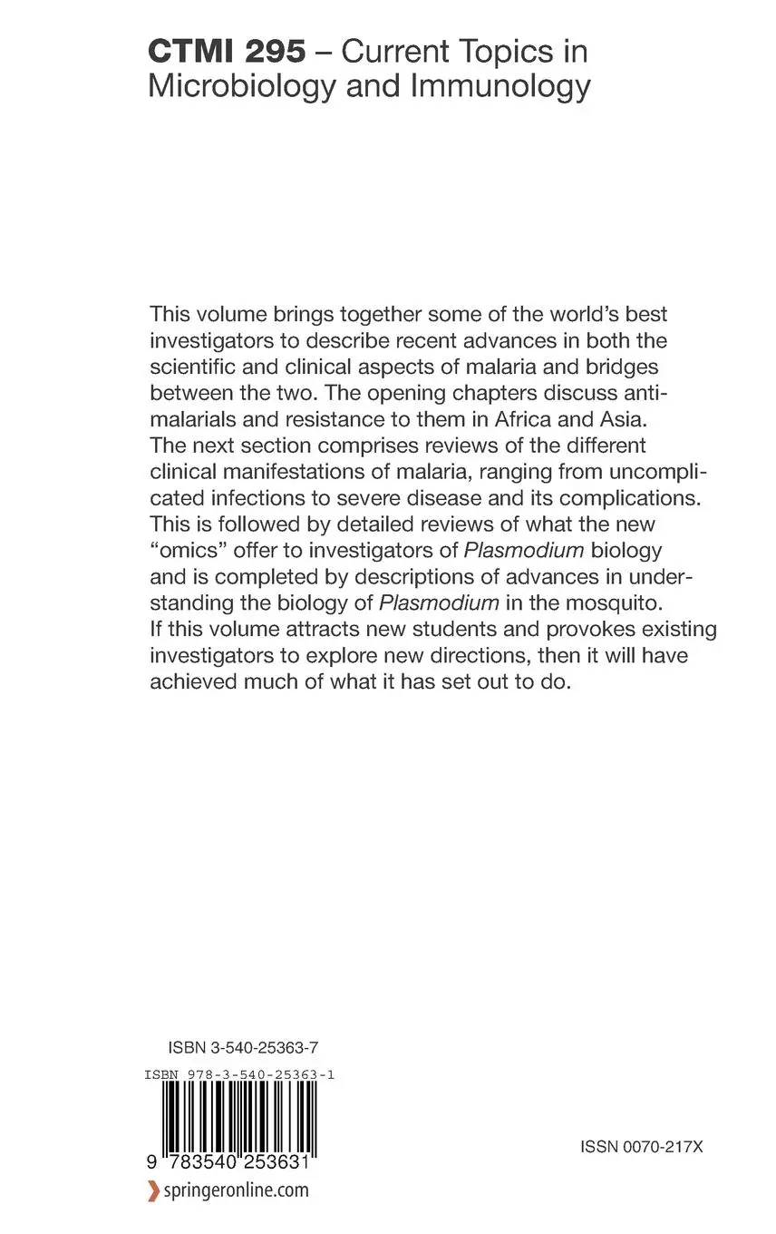 Rückseite: 9783540253631 | Malaria: Drugs, Disease and Post-genomic Biology | Krishna (u. a.)