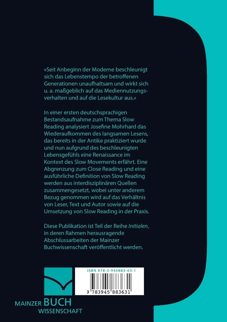 Rückseite: 9783945883631 | Slow Reading | Der neue Lesetrend | Josefine Johanna Mohrhard | Buch