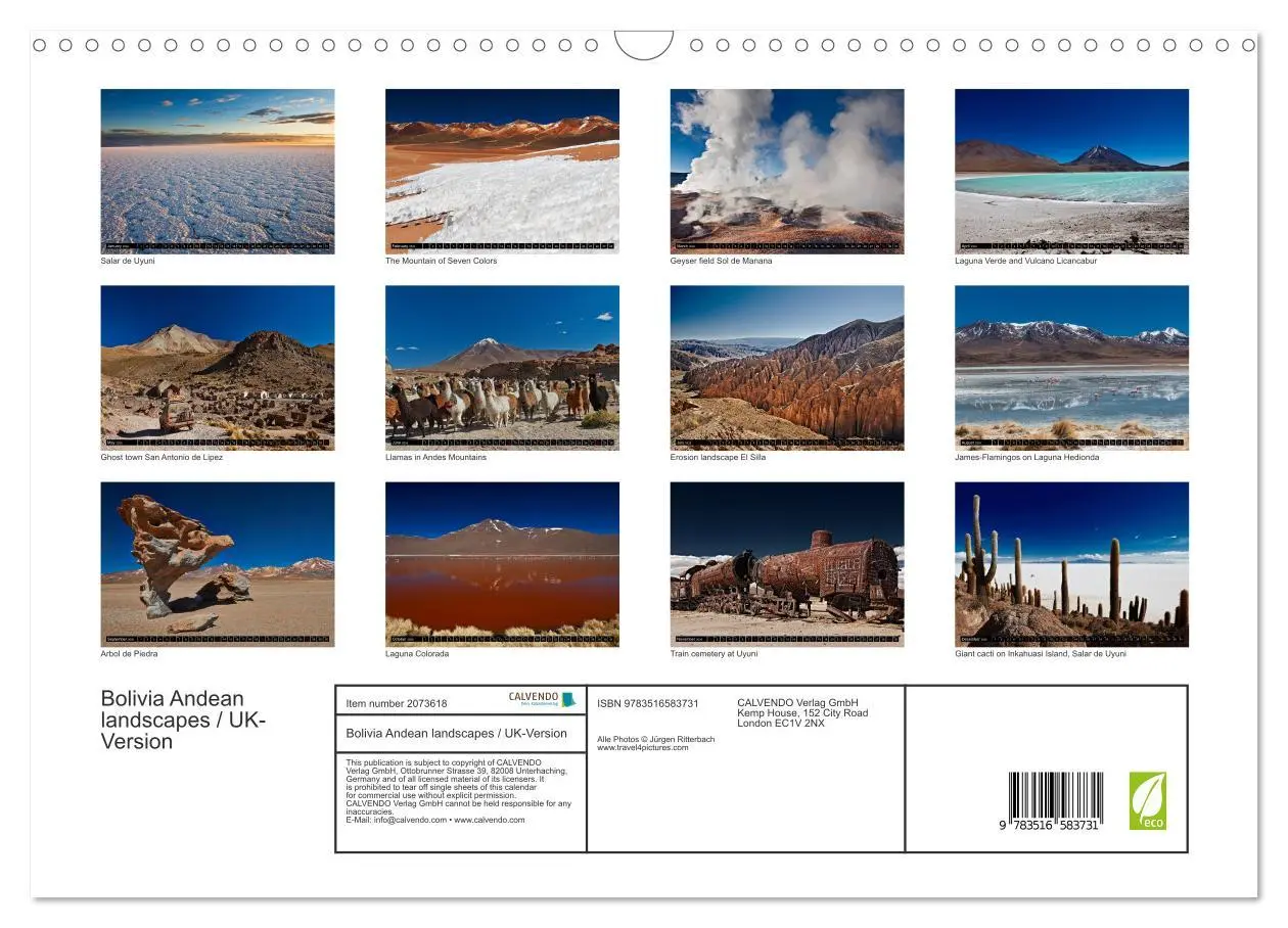 Bild: 9783516583731 | Bolivia Andean landscapes / UK-Version (Wall Calendar 2026 DIN A3...