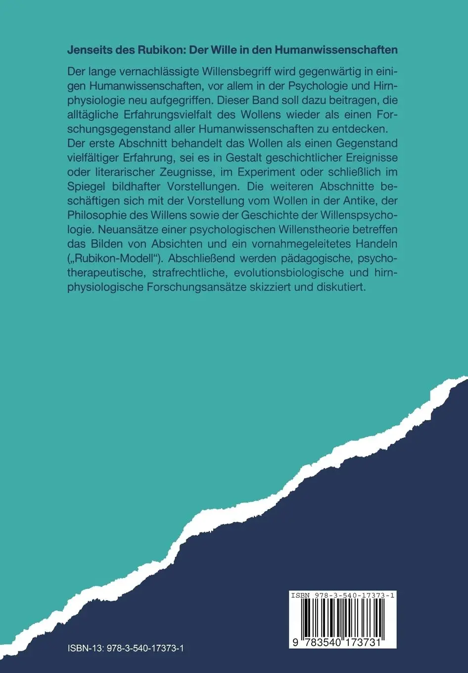 Rückseite: 9783540173731 | Jenseits des Rubikon | Der Wille in den Humanwissenschaften | Buch