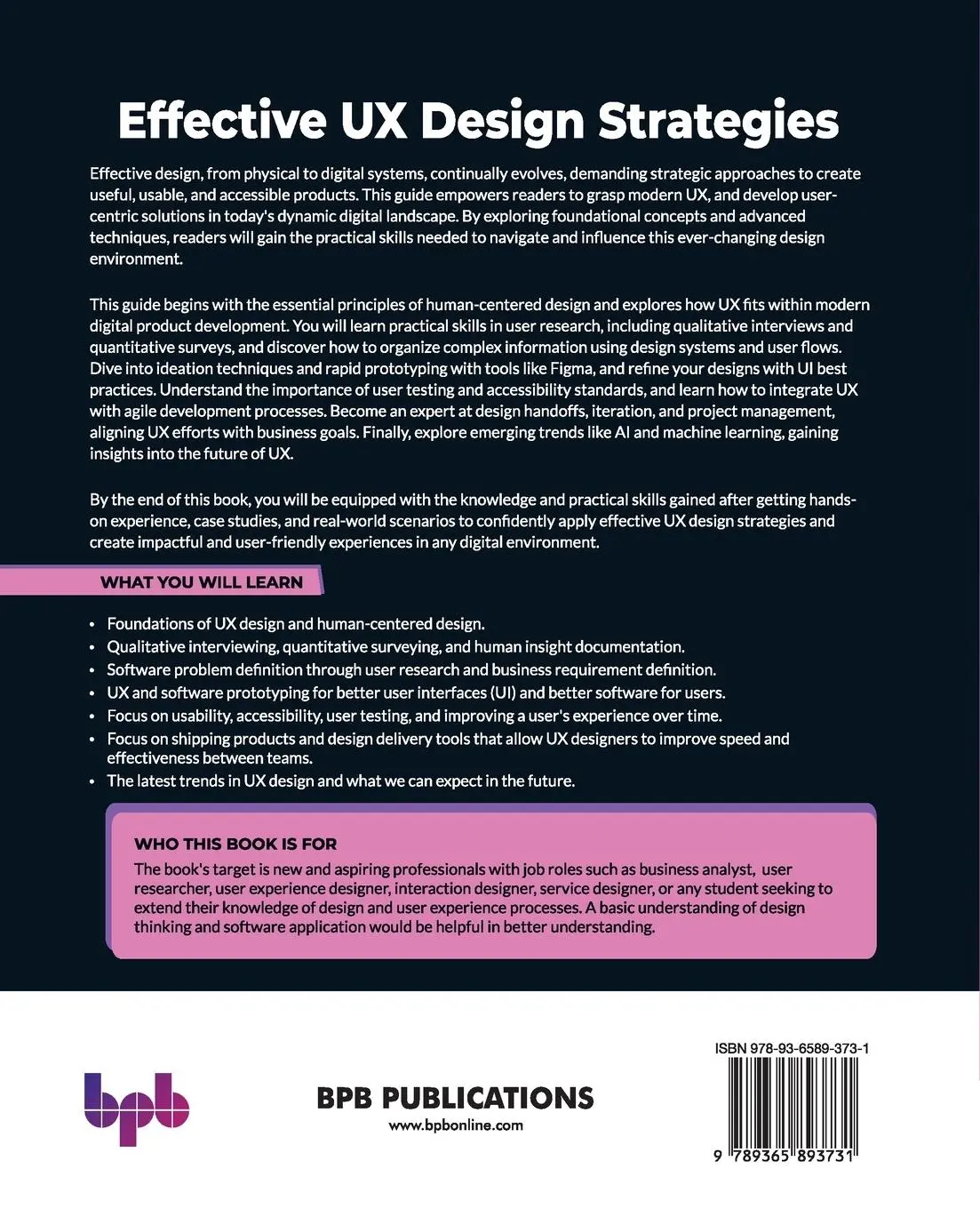 Rückseite: 9789365893731 | Effective UX Design Strategies | Christopher Reid Becker | Taschenbuch