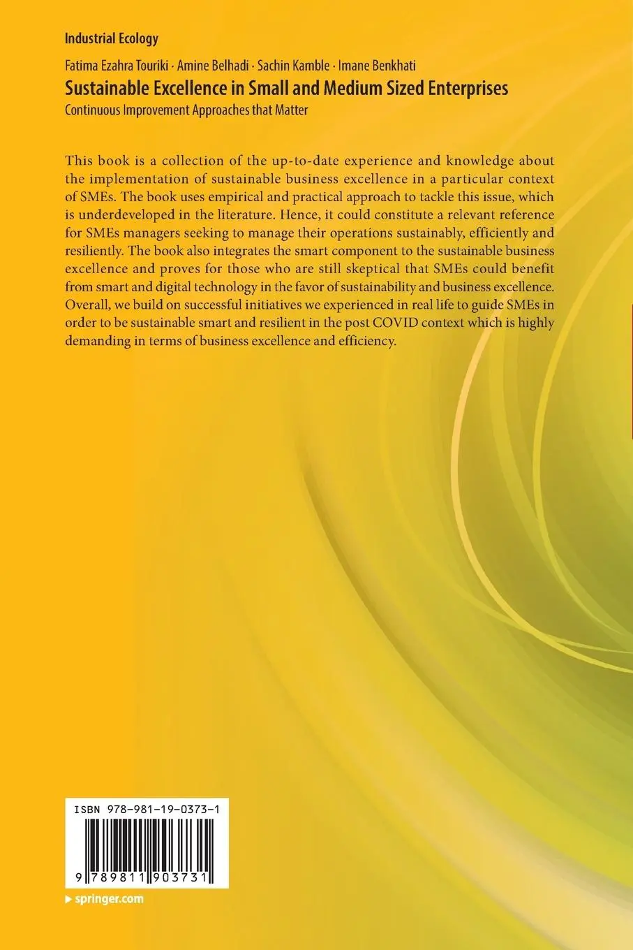 Rückseite: 9789811903731 | Sustainable Excellence in Small and Medium Sized Enterprises | Buch