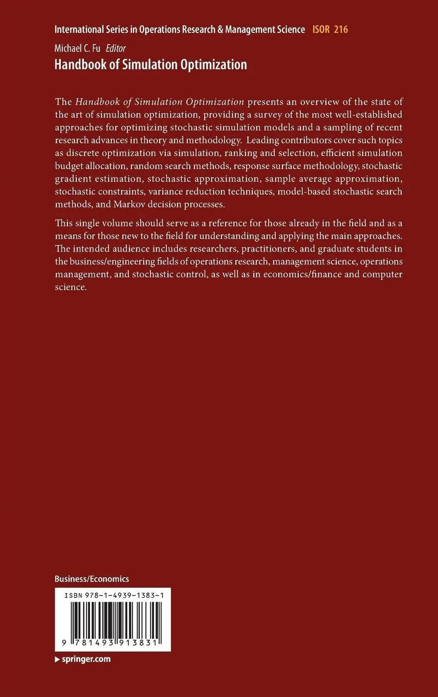 Rückseite: 9781493913831 | Handbook of Simulation Optimization | Michael C Fu | Buch | xvi | 2014