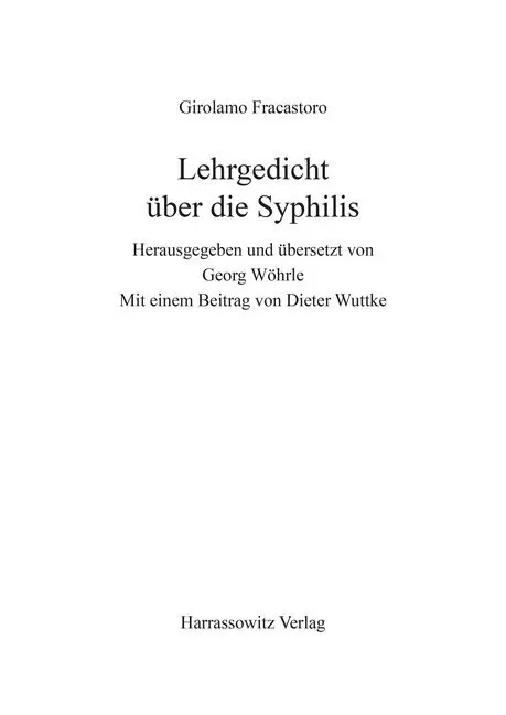 Cover: 9783447033831 | Lehrgedicht über die Syphilis | Girolamo Fracastoro | Taschenbuch