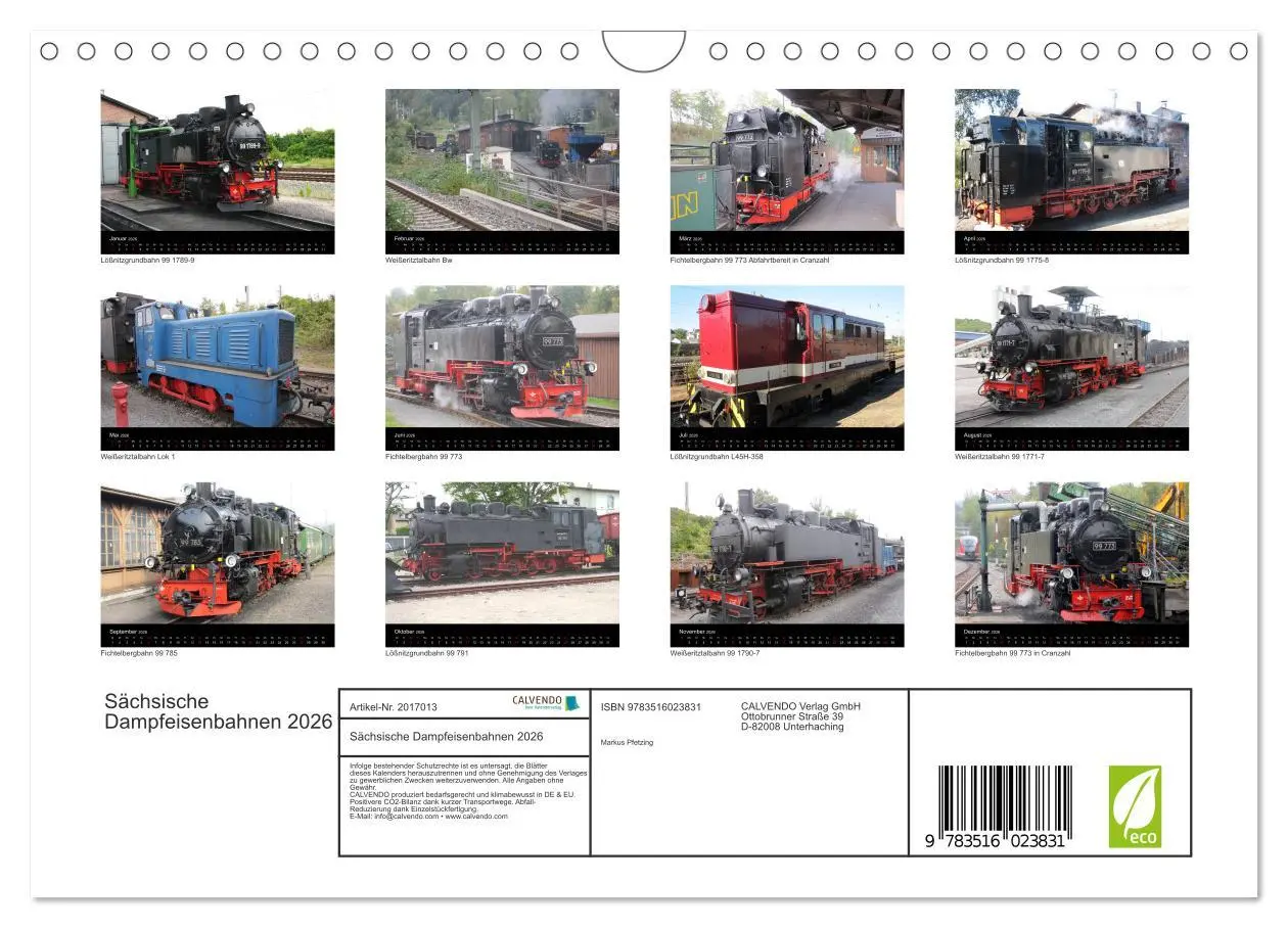 Bild: 9783516023831 | Sächsische Dampfeisenbahnen 2026 (Wandkalender 2026 DIN A4 quer),...