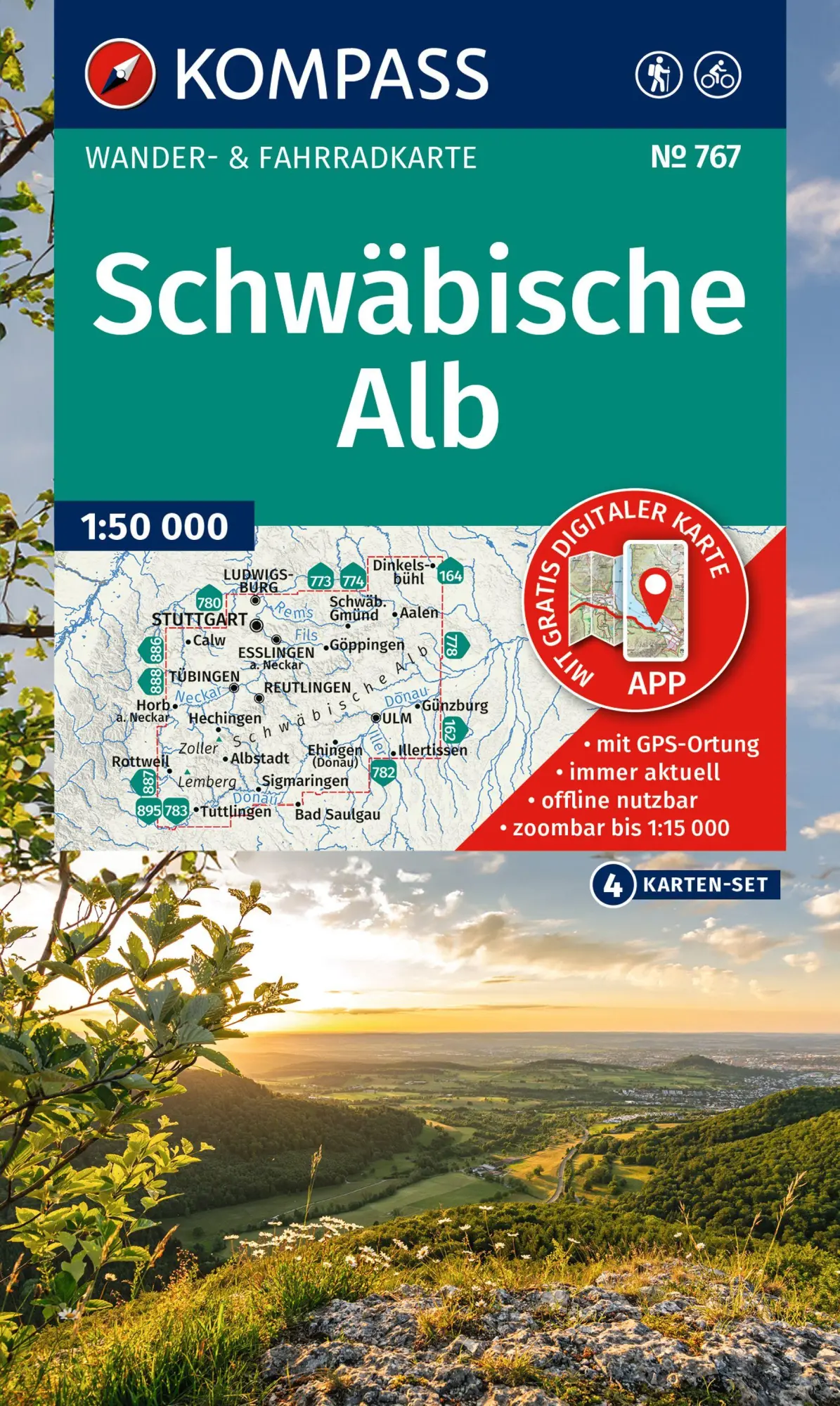 Cover: 9783991543831 | KOMPASS Wanderkarten-Set 767 Schwäbische Alb (4 Karten) 1:50.000