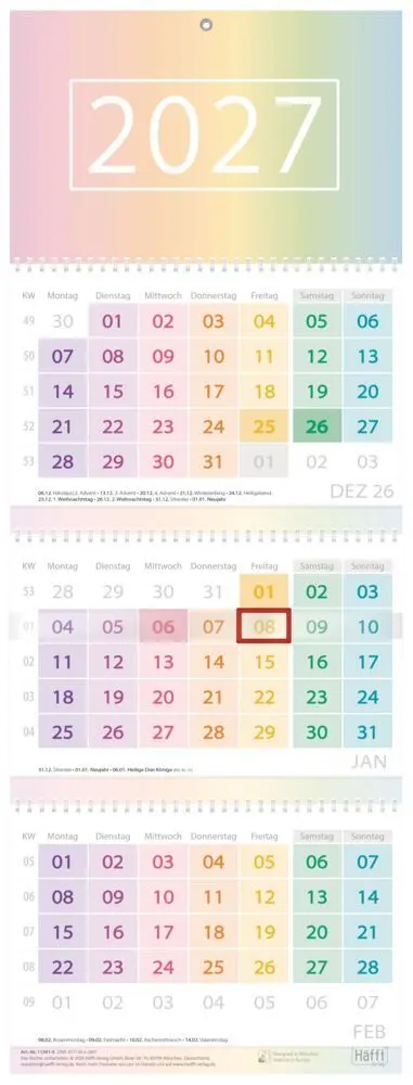 Drei-Monatskalender 2027