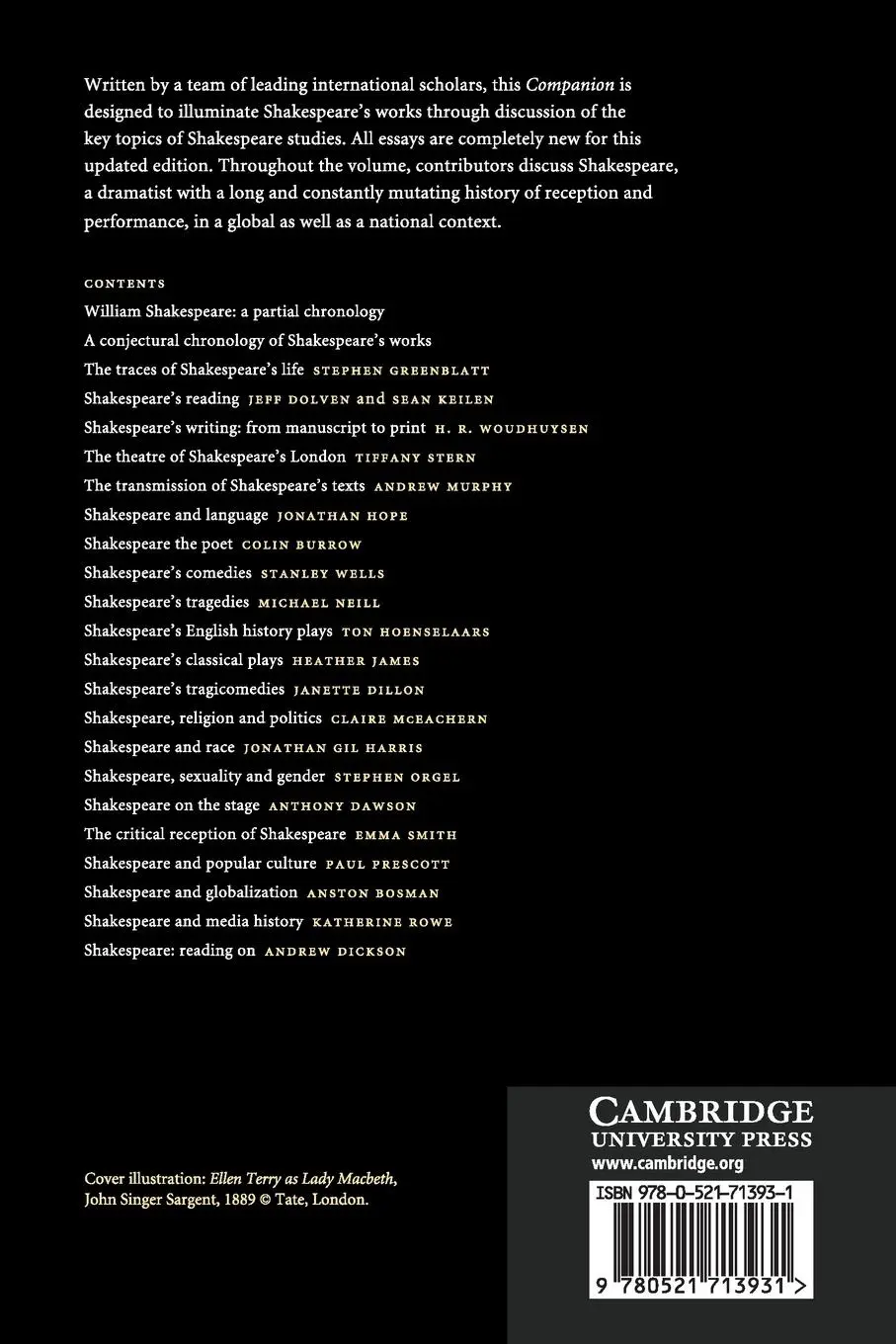 Rückseite: 9780521713931 | The New Cambridge Companion to Shakespeare | Grazia (u. a.) | Buch