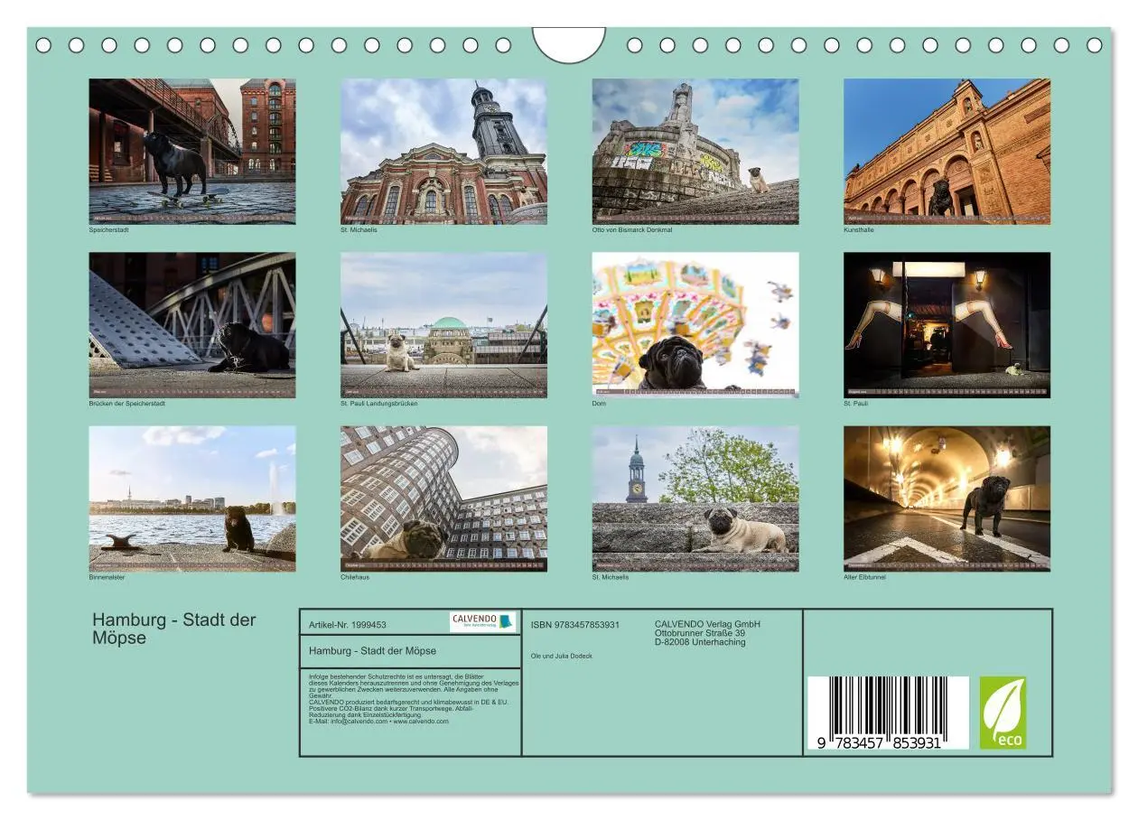 Bild: 9783457853931 | Hamburg - Stadt der Möpse (Wandkalender 2026 DIN A4 quer), CALVENDO...