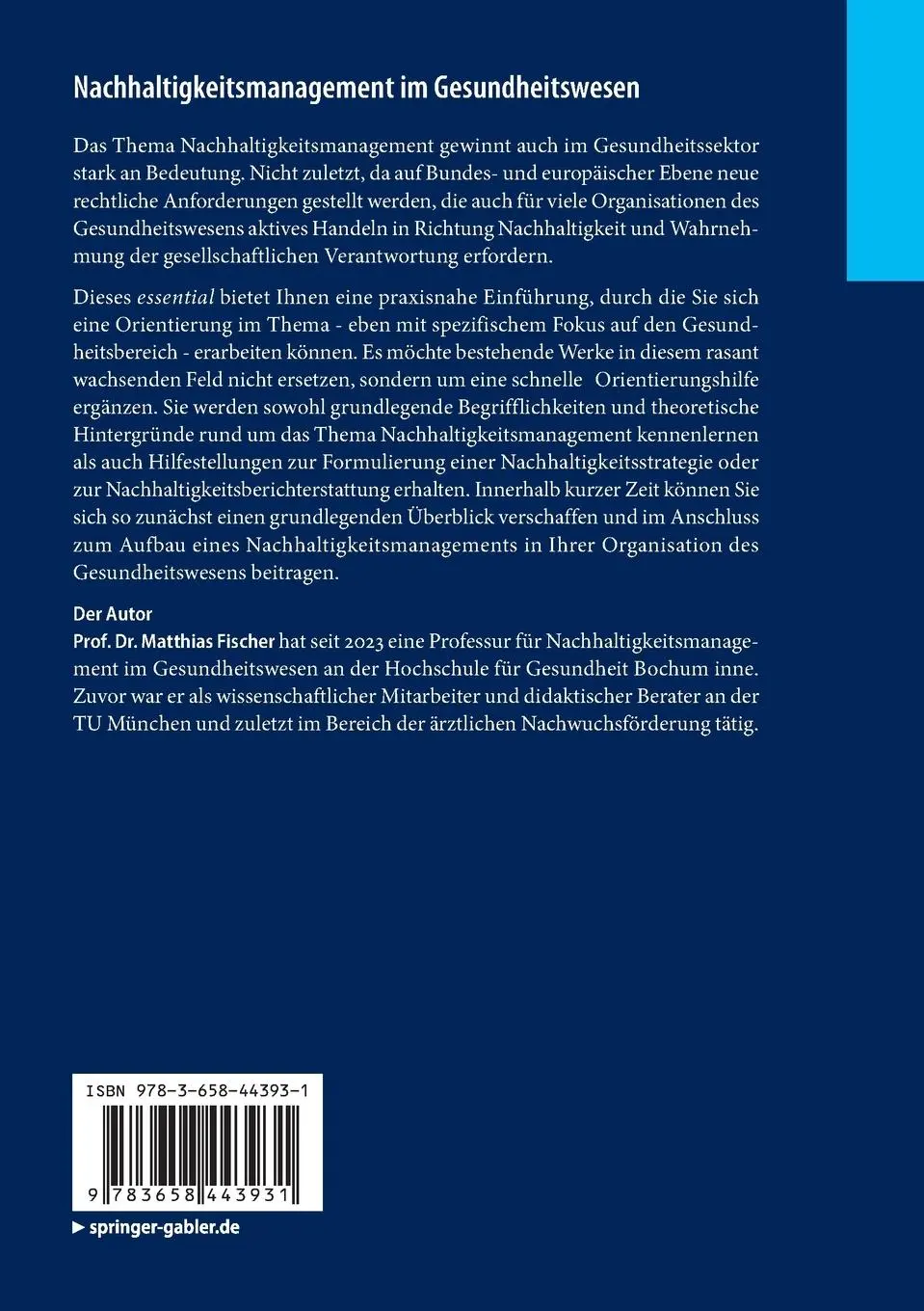 Rückseite: 9783658443931 | Nachhaltigkeitsmanagement im Gesundheitswesen | Matthias Fischer | xii