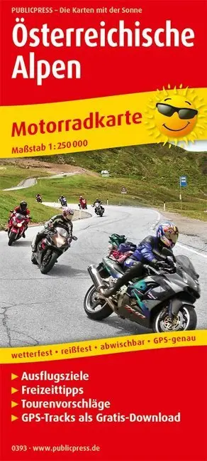 Cover: 9783747303931 | PUBLICPRESS Motorradkarte Österreichische Alpen | (Land-)Karte | 2018