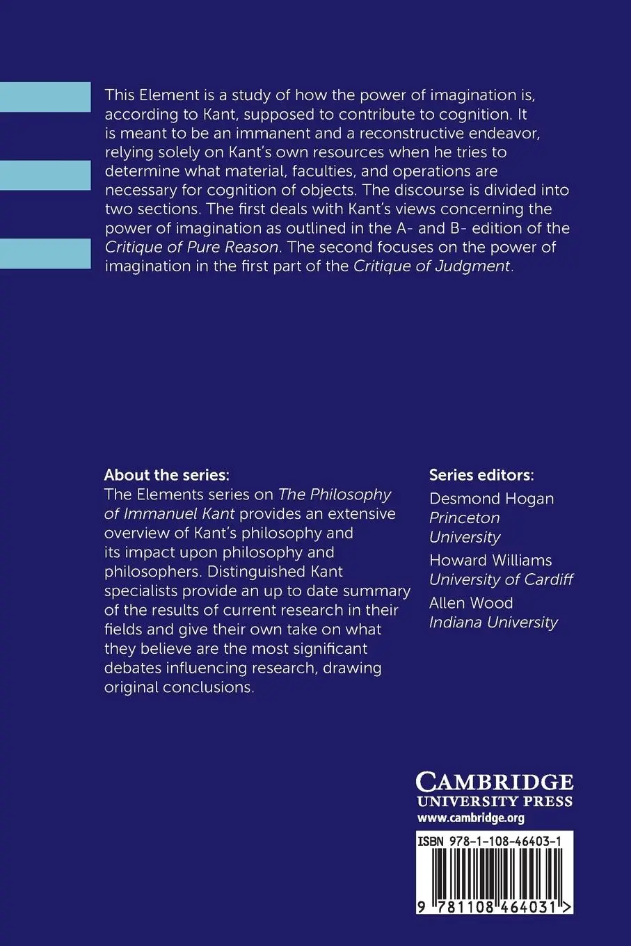 Rückseite: 9781108464031 | Kant's Power of Imagination | Rolf-Peter Horstmann | Taschenbuch