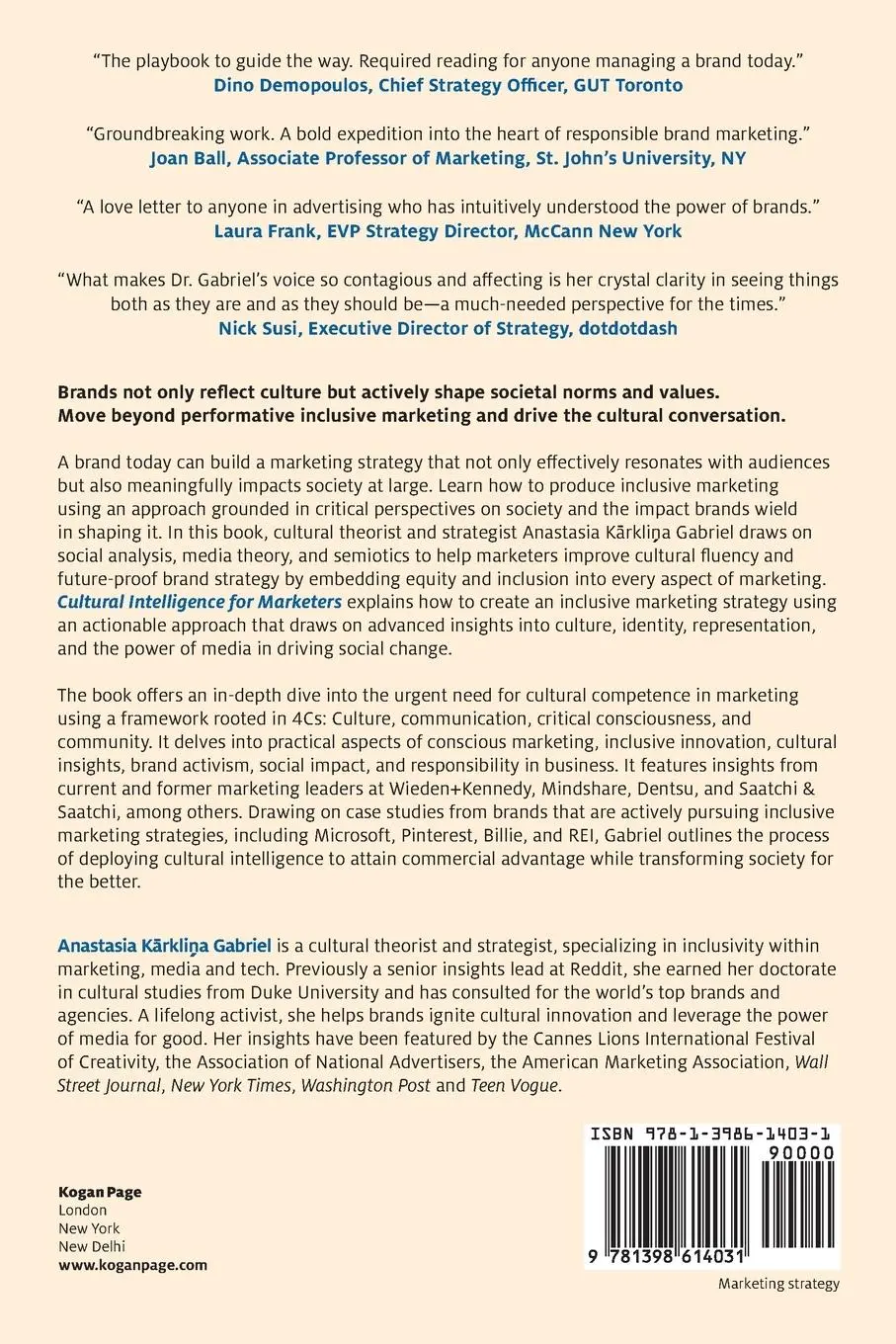 Rückseite: 9781398614031 | Cultural Intelligence for Marketers | Anastasia Karklina Gabriel