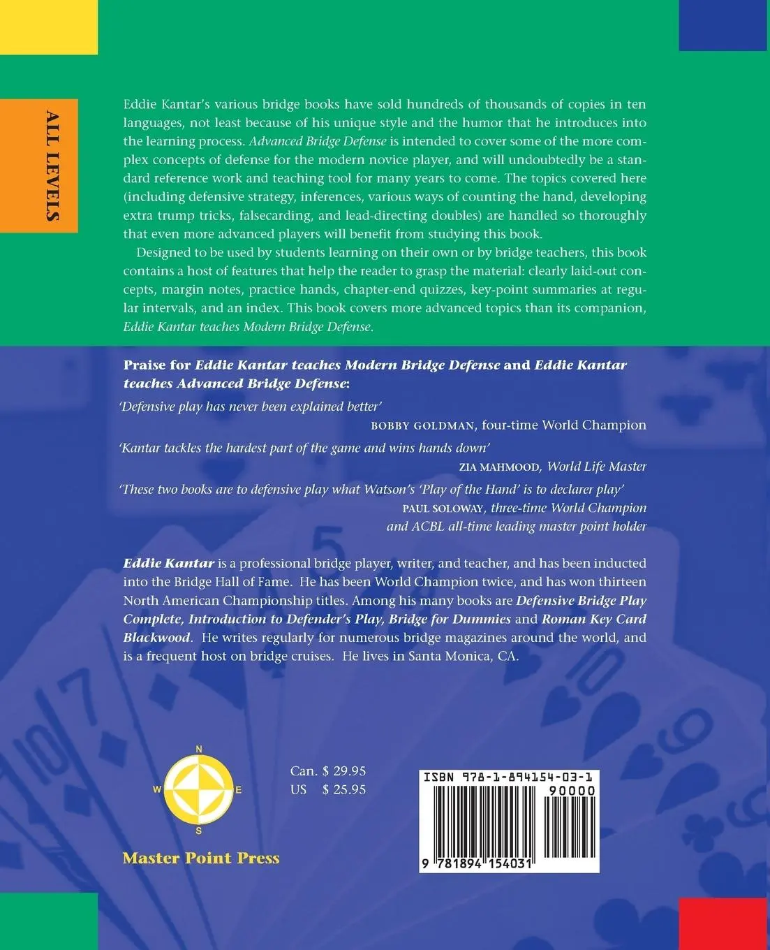 Rückseite: 9781894154031 | Eddie Kantar Teaches Advanced Bridge Defense | Eddie Kantar | Buch