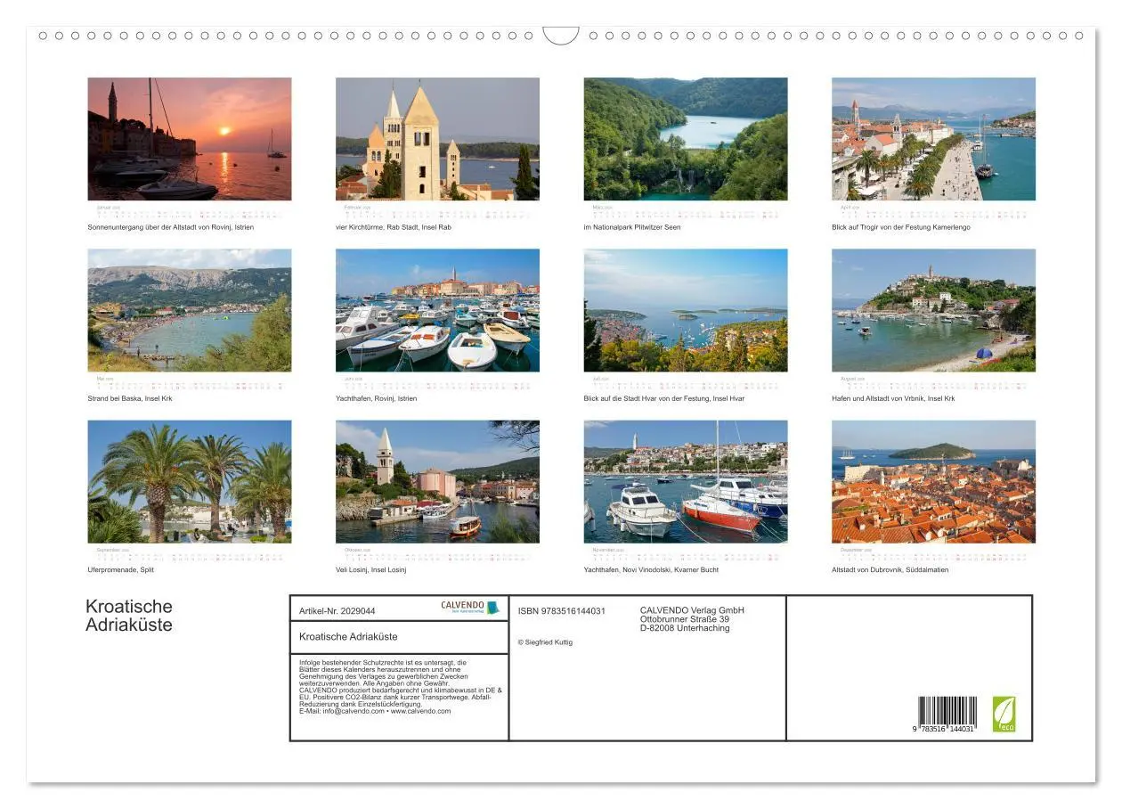 Bild: 9783516144031 | Kroatische Adriaküste (Wandkalender 2026 DIN A2 quer), CALVENDO...