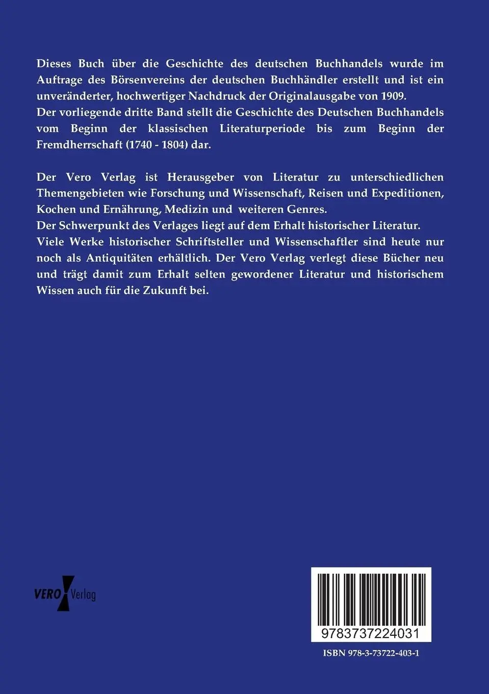 Rückseite: 9783737224031 | Geschichte des deutschen Buchhandels | Dritter Band | Kapp (u. a.)
