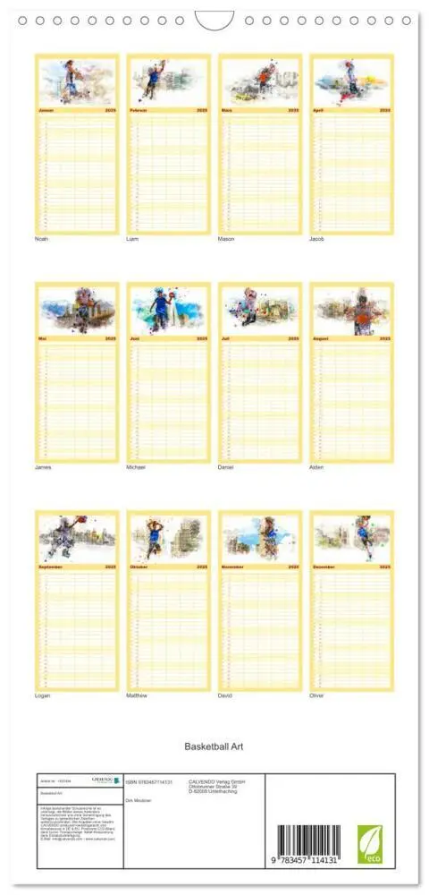 Bild: 9783457114131 | Familienplaner 2025 - Basketball Art mit 5 Spalten (Wandkalender,...