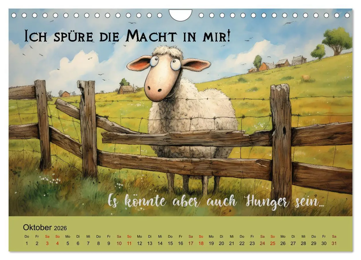 Bild: 9783457354131 | Schafsprüche (Wandkalender 2026 DIN A4 quer), CALVENDO Monatskalender