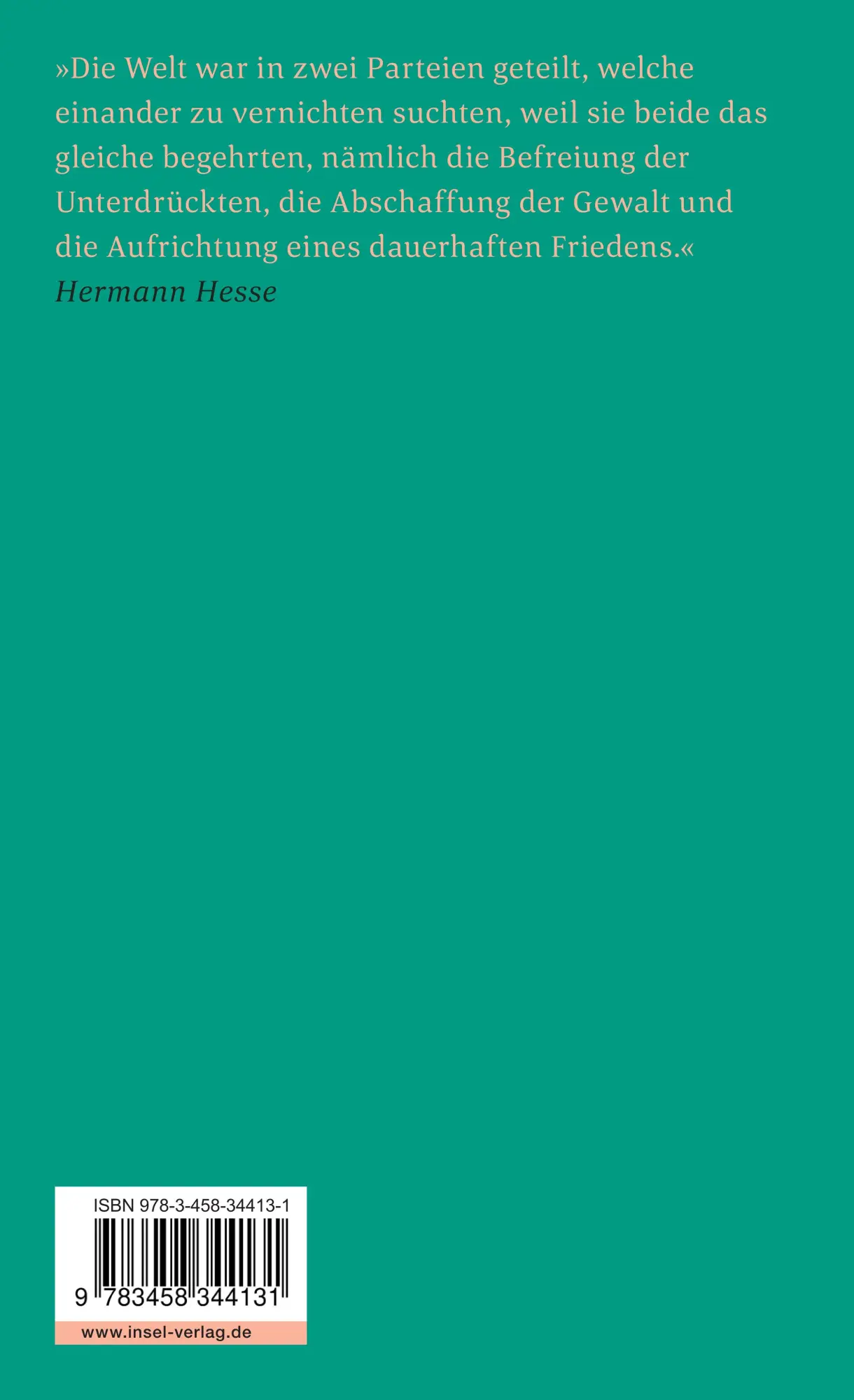 Rückseite: 9783458344131 | Sinclairs Notizbuch | Erzählungen und Betrachtungen | Hermann Hesse
