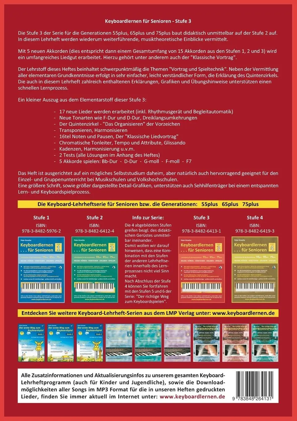 Rückseite: 9783848264131 | Keyboardlernen für Senioren (Stufe 3) | Peter Grosche | Taschenbuch