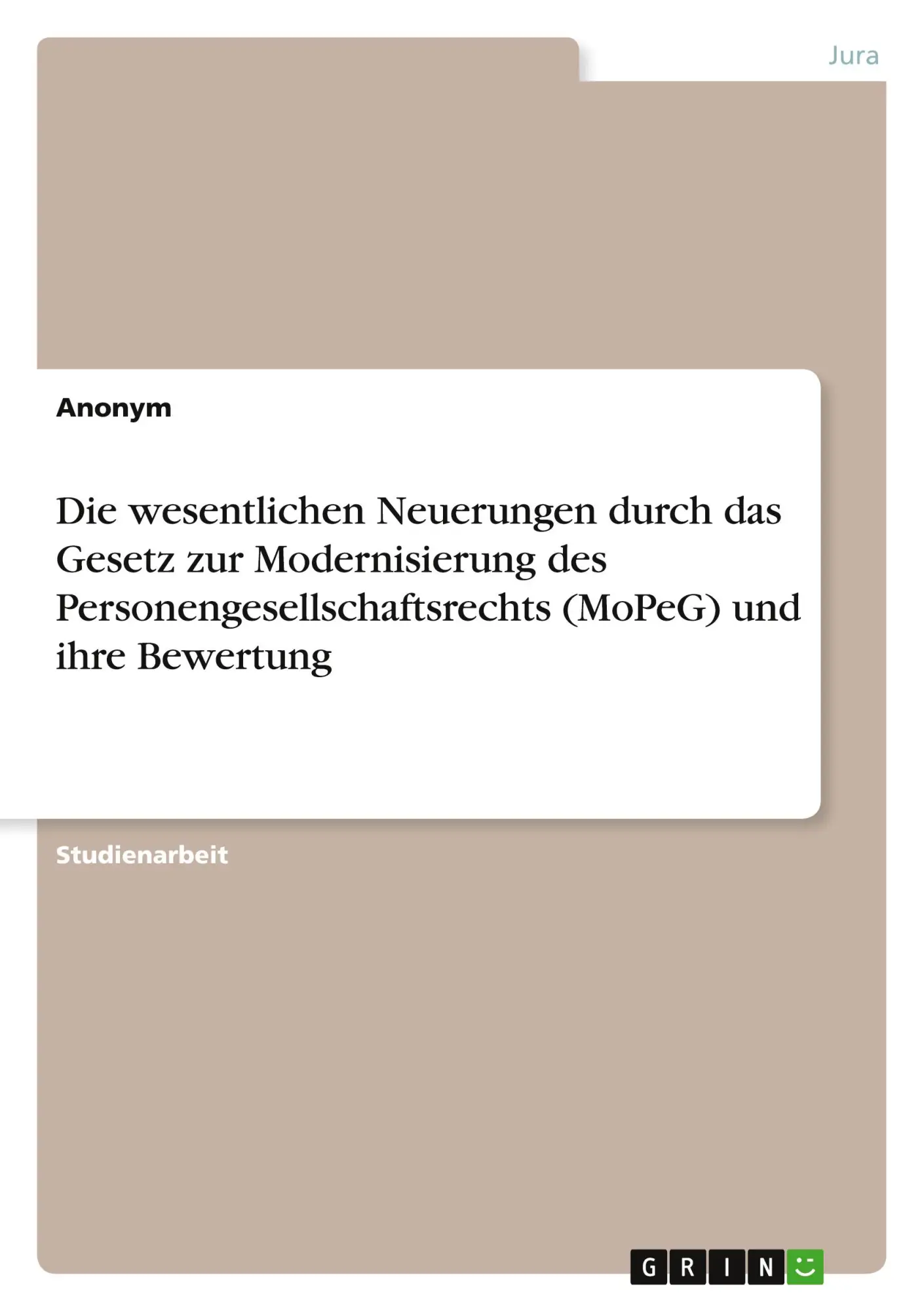 Cover: 9783389034231 | Die wesentlichen Neuerungen durch das Gesetz zur Modernisierung des...