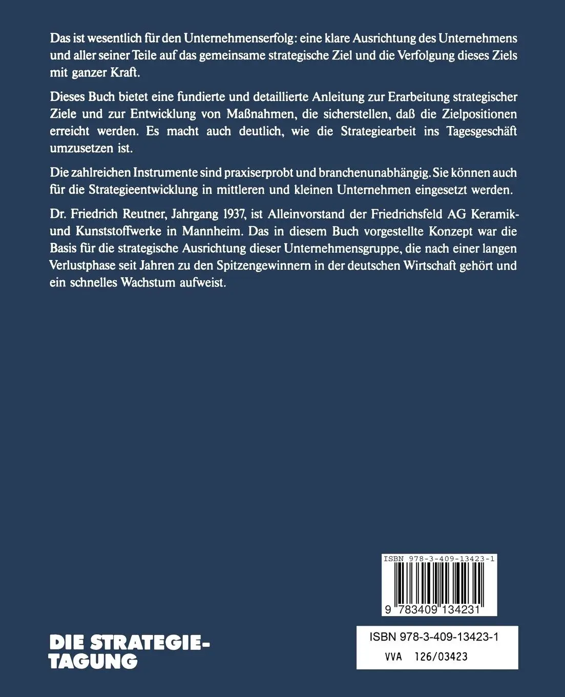 Rückseite: 9783409134231 | Die Strategie-Tagung | Friedrich Reutner | Taschenbuch | xiv | Deutsch