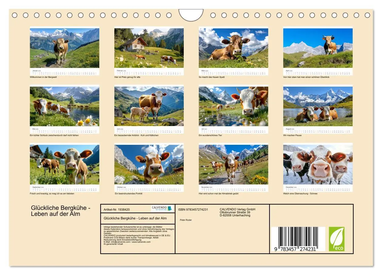 Bild: 9783457274231 | Glückliche Bergkühe - Leben auf der Alm (Wandkalender 2026 DIN A4...