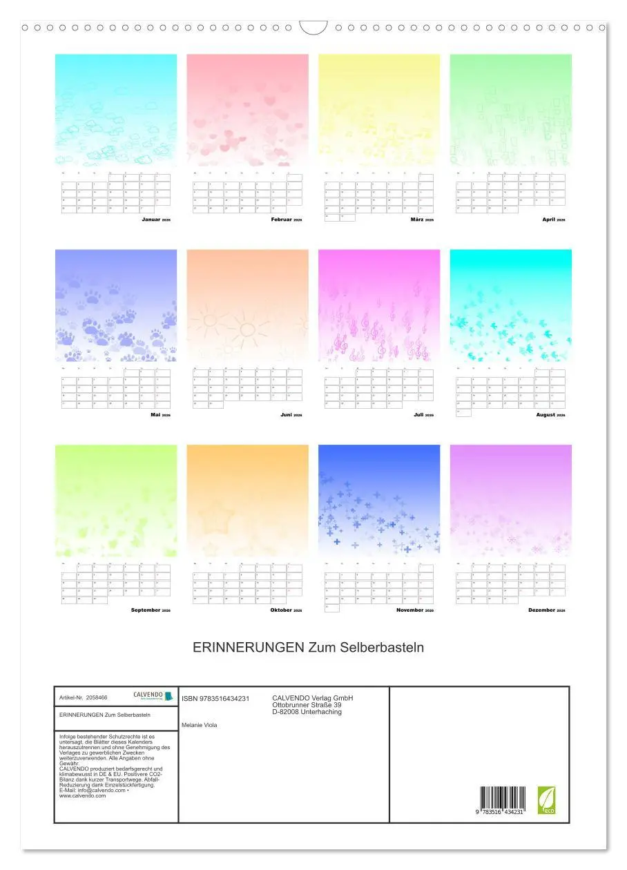 Bild: 9783516434231 | ERINNERUNGEN Zum Selberbasteln (Wandkalender 2026 DIN A2 hoch),...