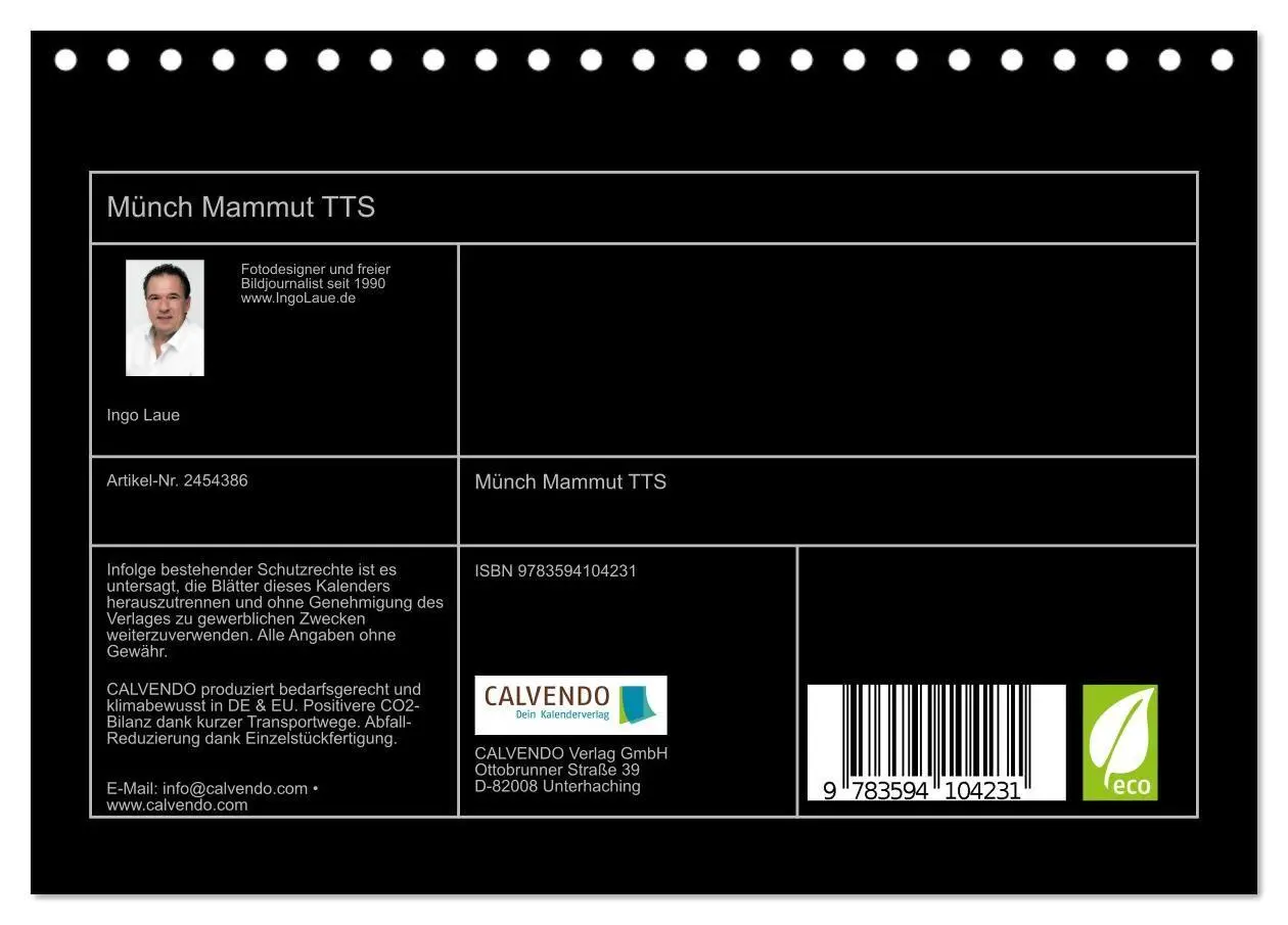Bild: 9783594104231 | Münch Mammut TTS (Tischkalender 2027 DIN A5 quer), CALVENDO...