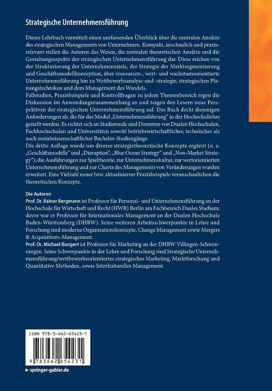 Rückseite: 9783662654231 | Strategische Unternehmensführung | Perspektiven, Konzepte, Strategien