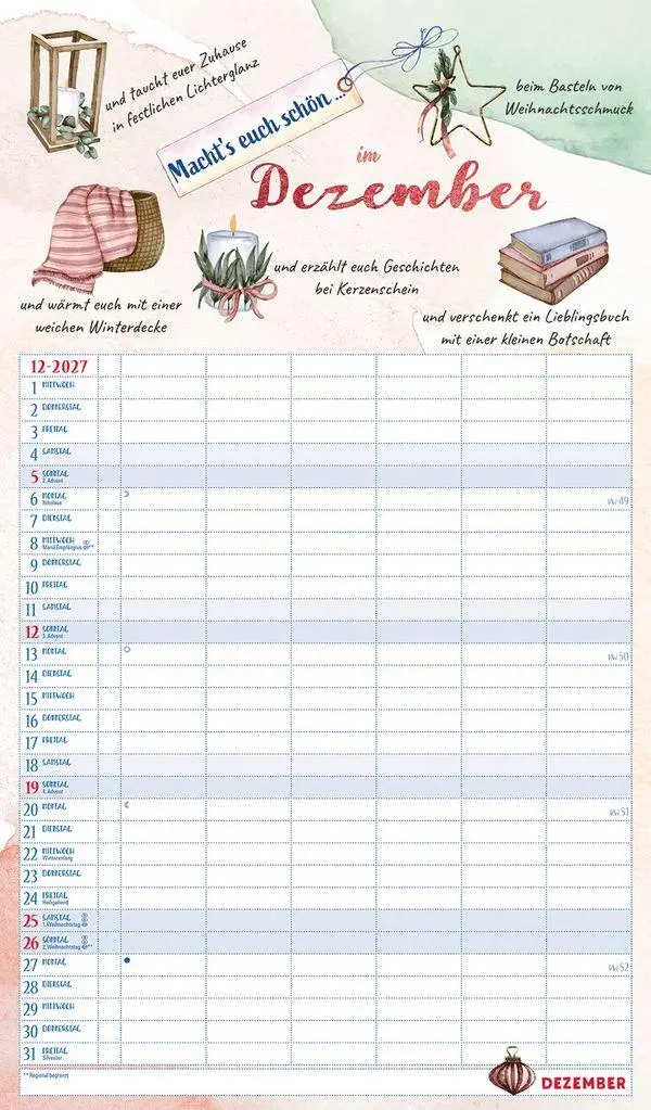 Bild: 9783819304231 | Macht's euch schön 2027 | Korsch Verlag | Kalender | 14 S. | Deutsch