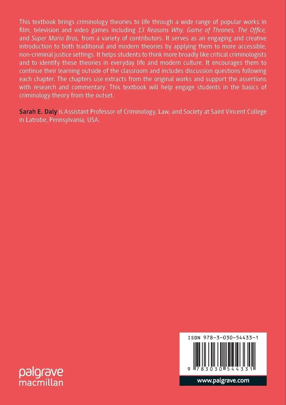 Rückseite: 9783030544331 | Theories of Crime Through Popular Culture | Sarah E. Daly | Buch | xix