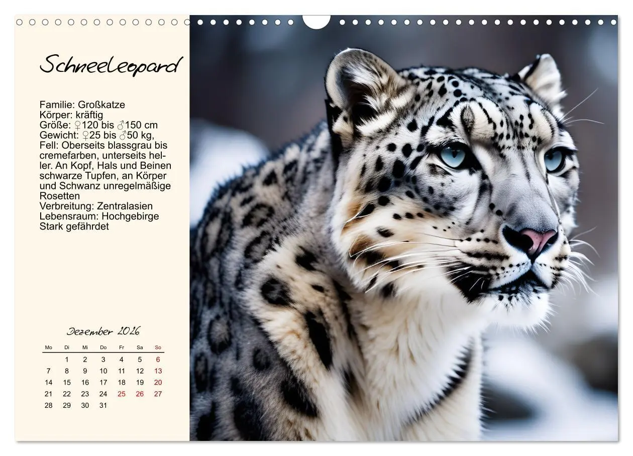 Bild: 9783457264331 | Zwölf Raubkatzen im Portrait (Wandkalender 2026 DIN A3 quer),...