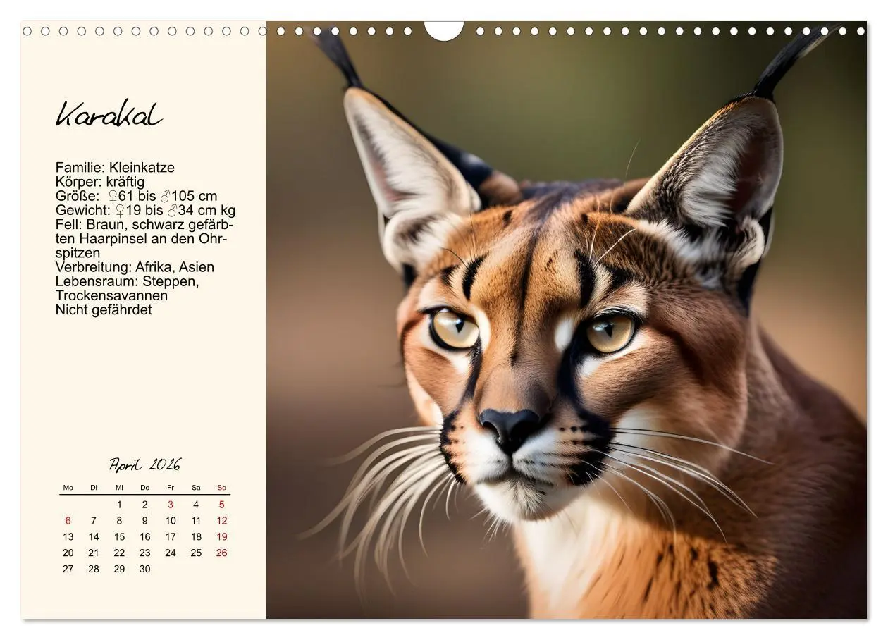 Bild: 9783457264331 | Zwölf Raubkatzen im Portrait (Wandkalender 2026 DIN A3 quer),...