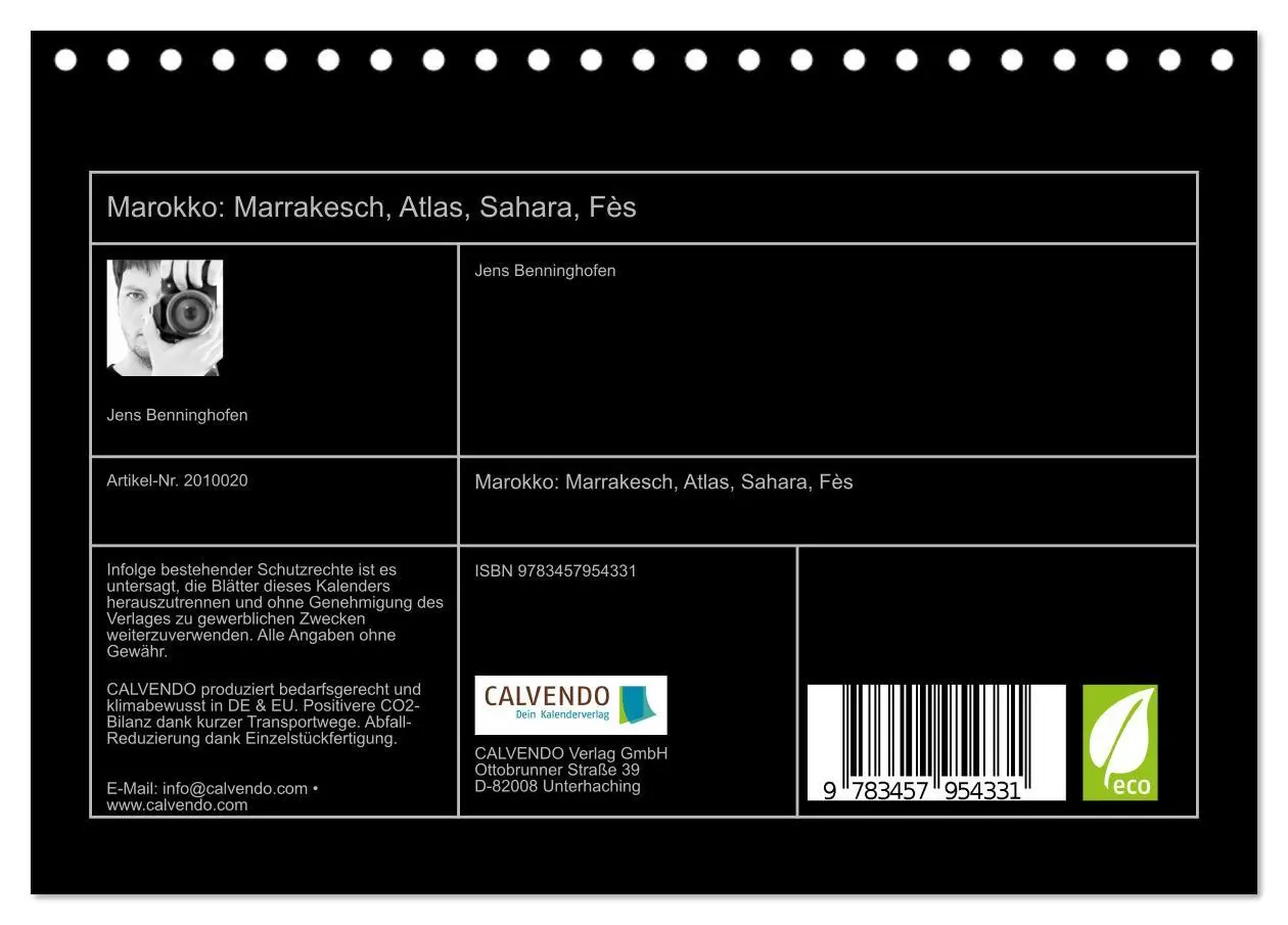 Bild: 9783457954331 | Marokko: Marrakesch, Atlas, Sahara, Fès (Tischkalender 2026 DIN A5...